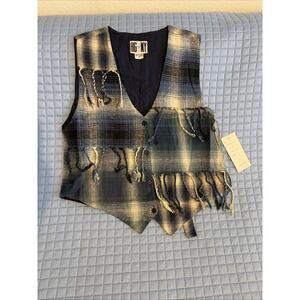 HGNY Checkered Blue Women’s Vest Size Medium
